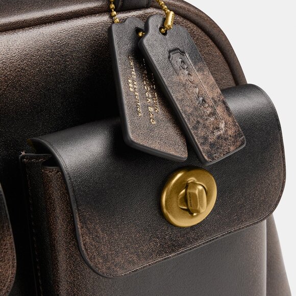 Coach Twin Turnlock Bag In Loved Leather Designer Crossbody - Picture 7 of 15